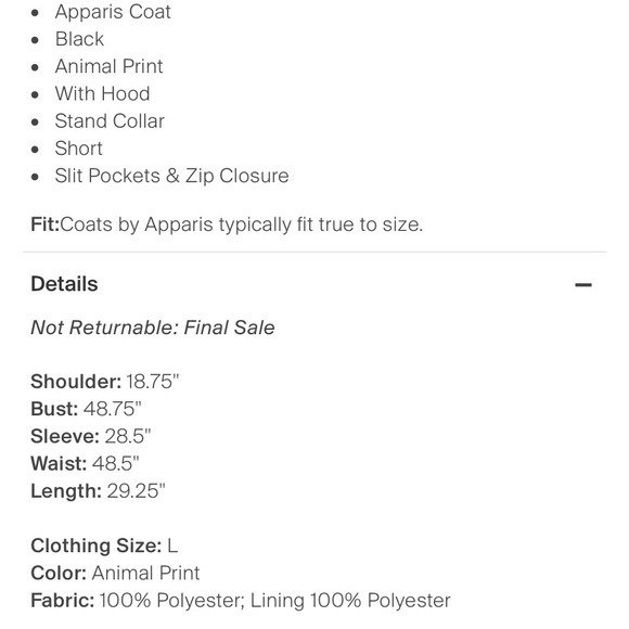 Apparis Leopard print puffer jacket, size Large. NWOT. Price firm. - Picture 4 of 8